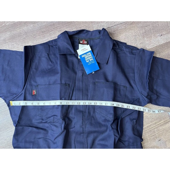 Saftech Utility FR Jumpsuit Long Sleeve Mens XL Navy Blue Full Suit A9 - Picture 8 of 10